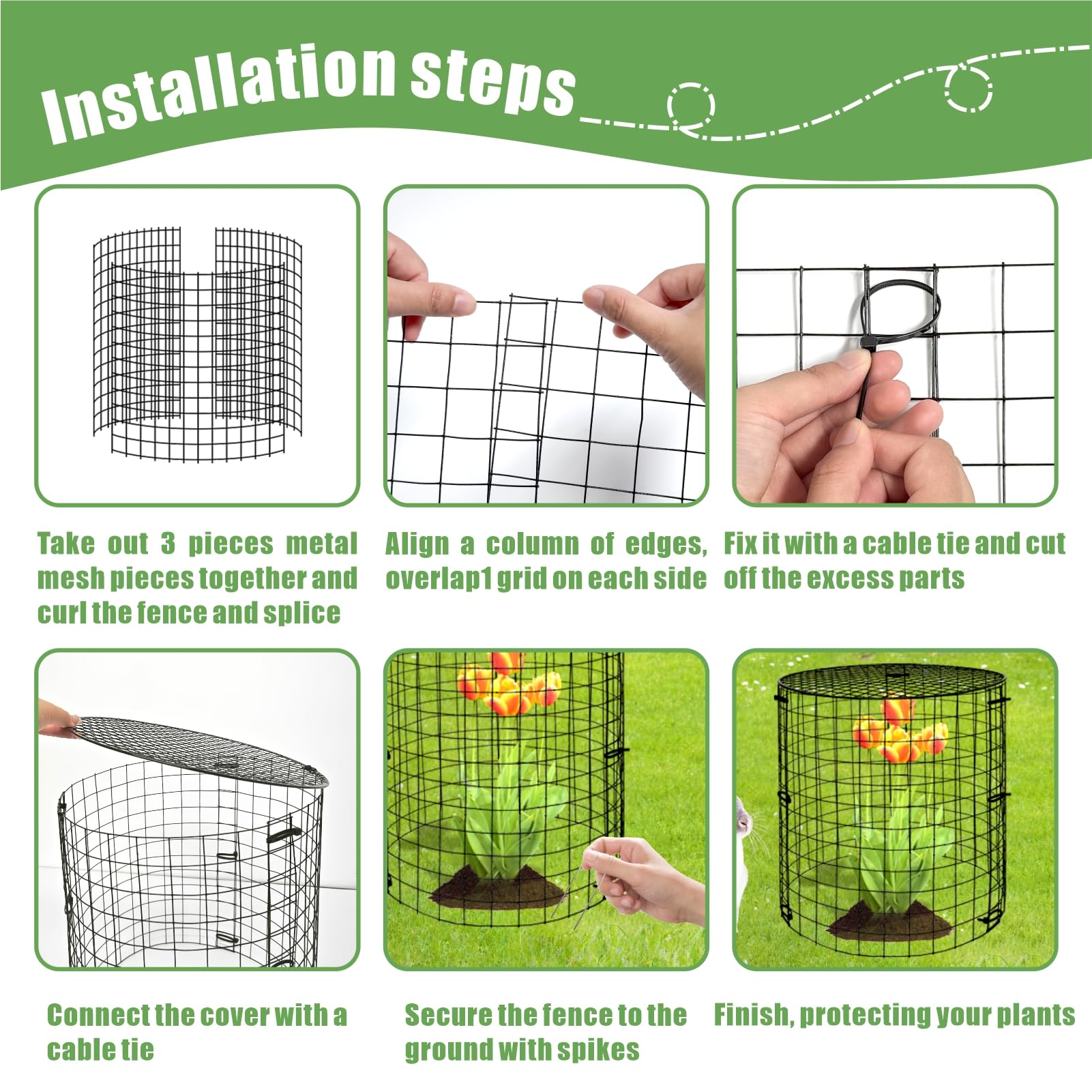 EXJEXJ nylon ties fasten the cage around plants.