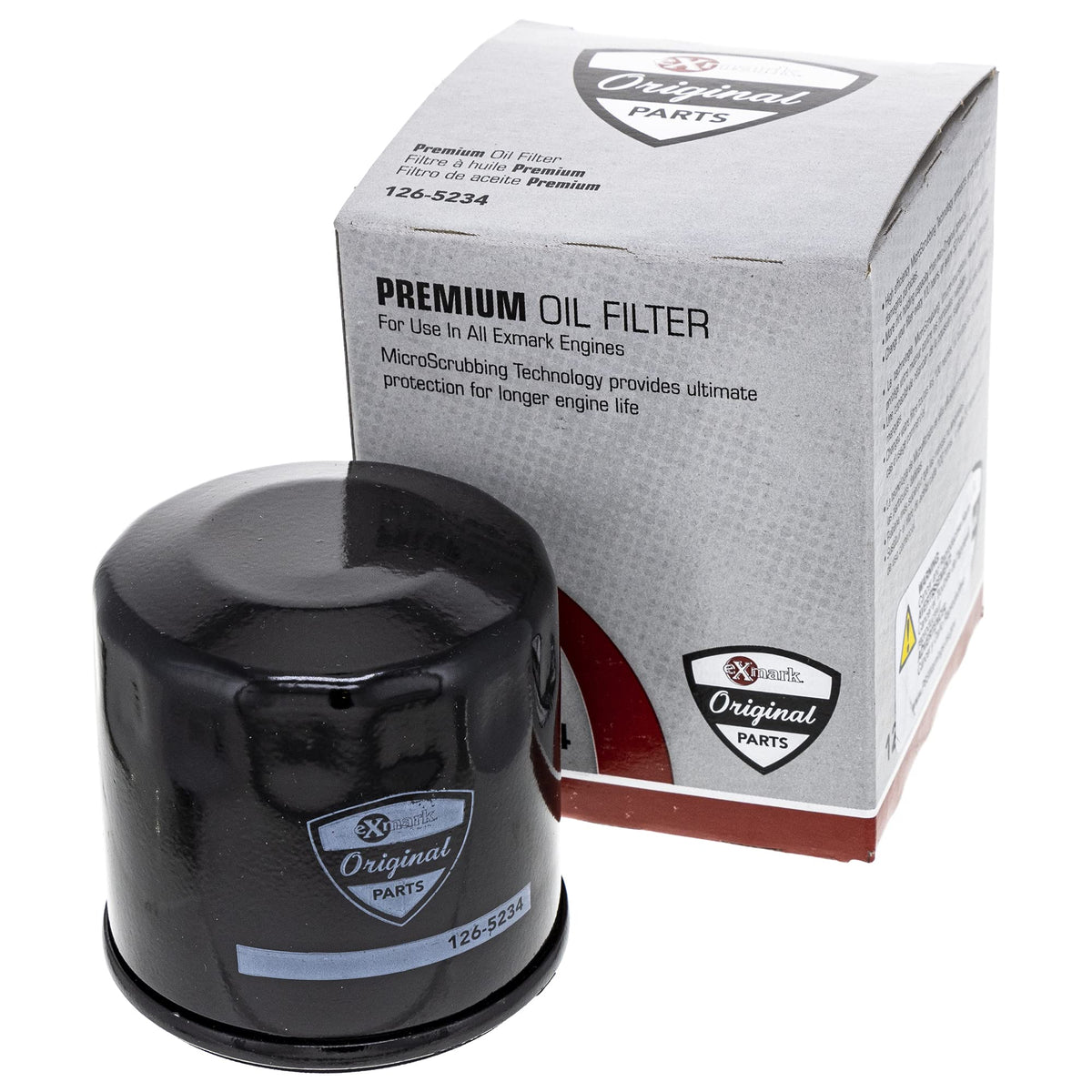 Exmark filter engine oil service for Quest Radius shows precise fit for easy maintenance.