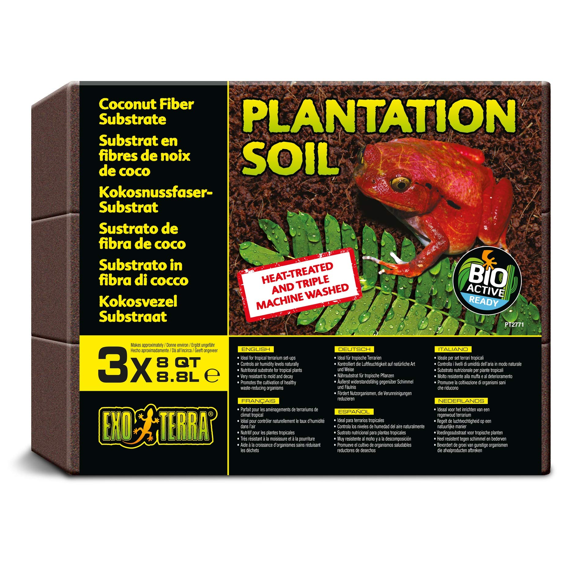 Exo Terra Plantation Soil 3-pack packaging for tropical terrariums.