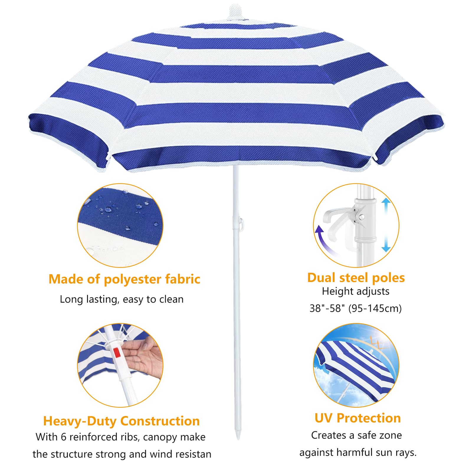 Exokugo height-adjustable umbrella from 38 to 58 inches