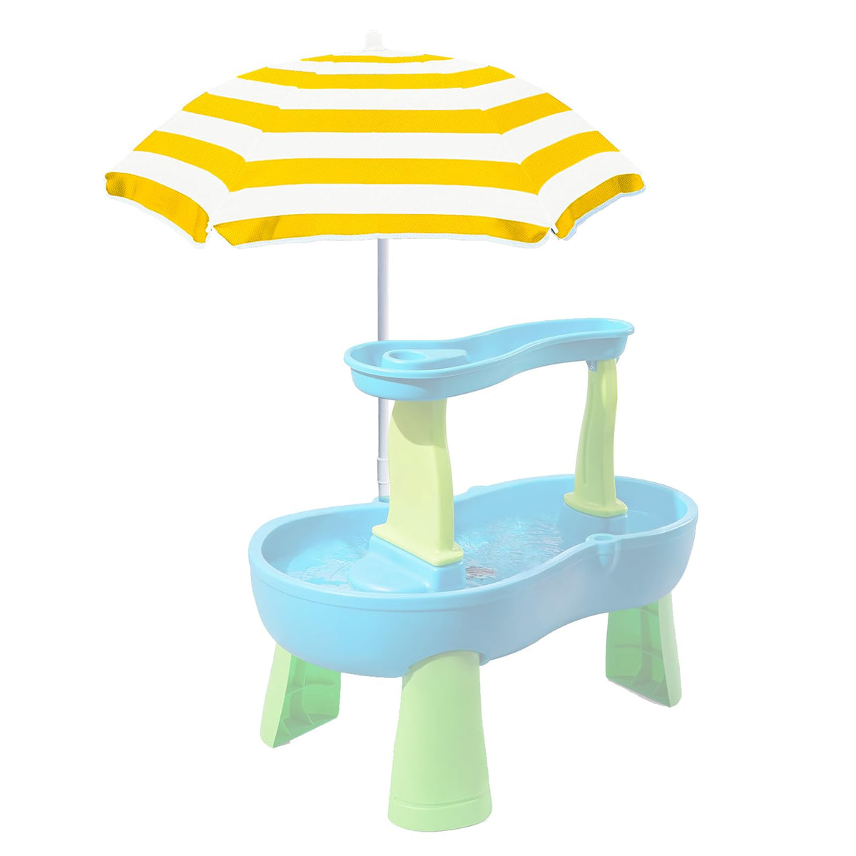 Exokugo Water Table Umbrella provides beach shade for kids' tables.