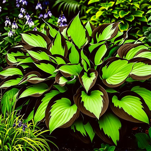 Exotic Hosta Seeds in a shaded garden setup for woodland borders.