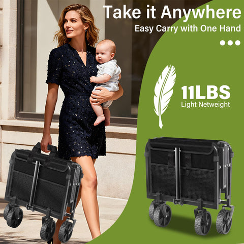 Exovyn foldable wagon collapsed to a compact size for easy storage