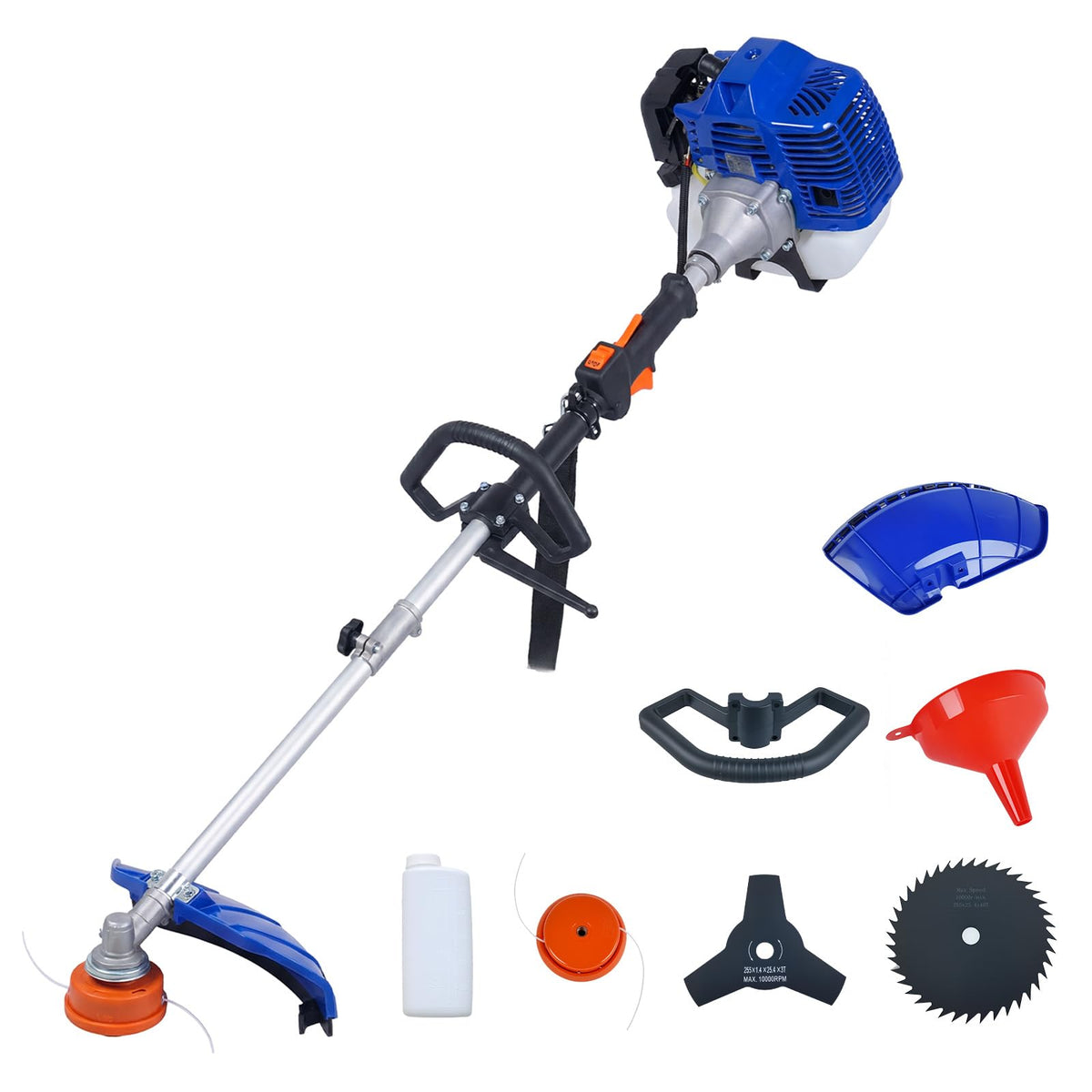 ExploreHorizon 52cc weed wacker front view shows powerful trim capabilities for yard precision