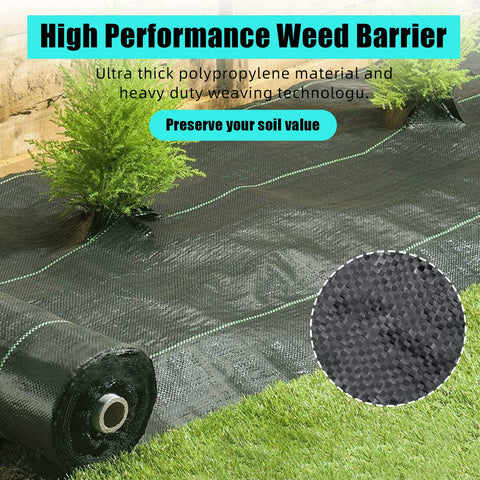 Landscape setup showing ExploreHorizon weed barrier applied to a garden bed