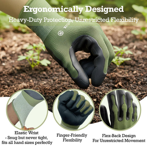 Exprosiflux breathable-nylon liner keeps hands cool during planting sessions.