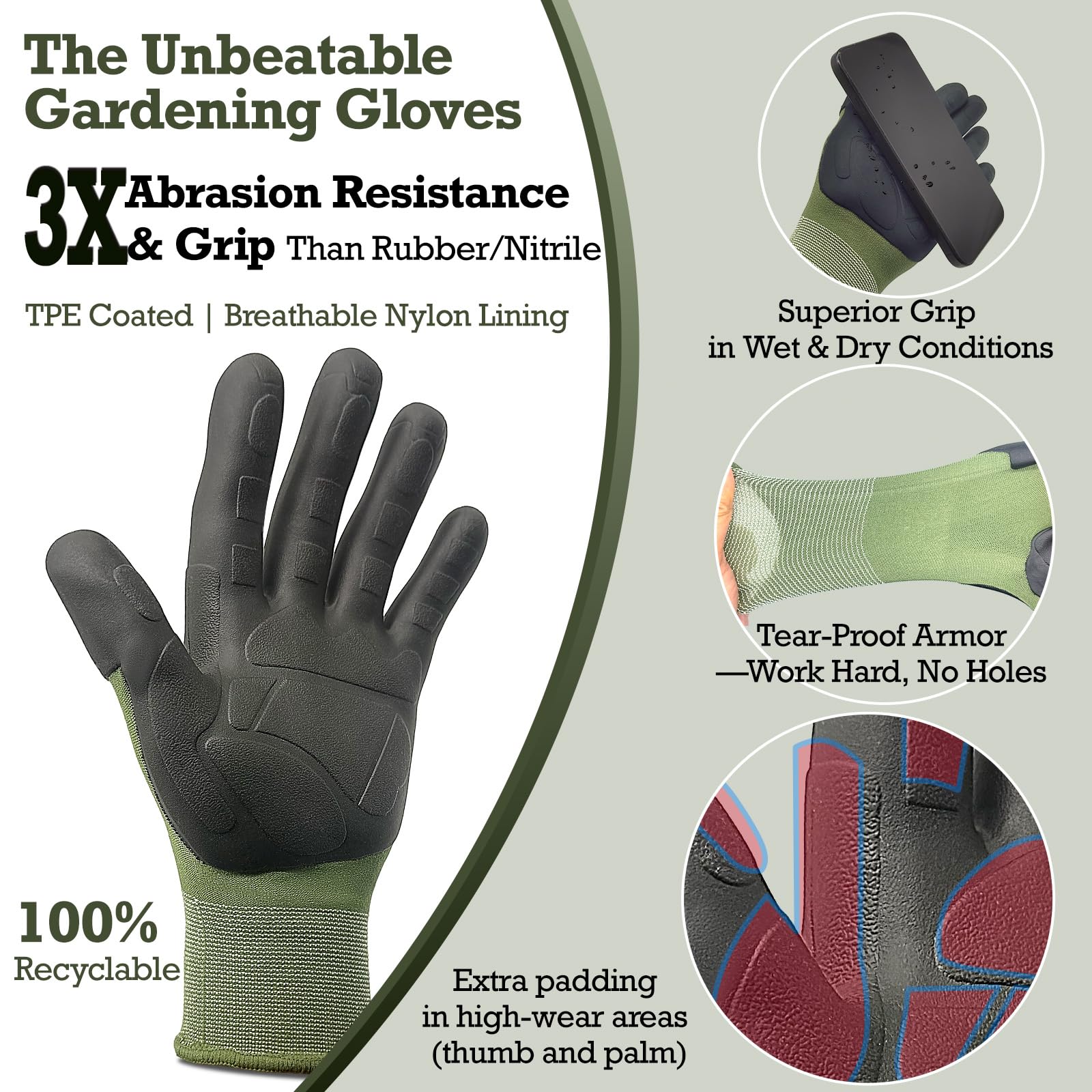 Exprosiflux gloves feature reinforced thumb crotch for durable wear.