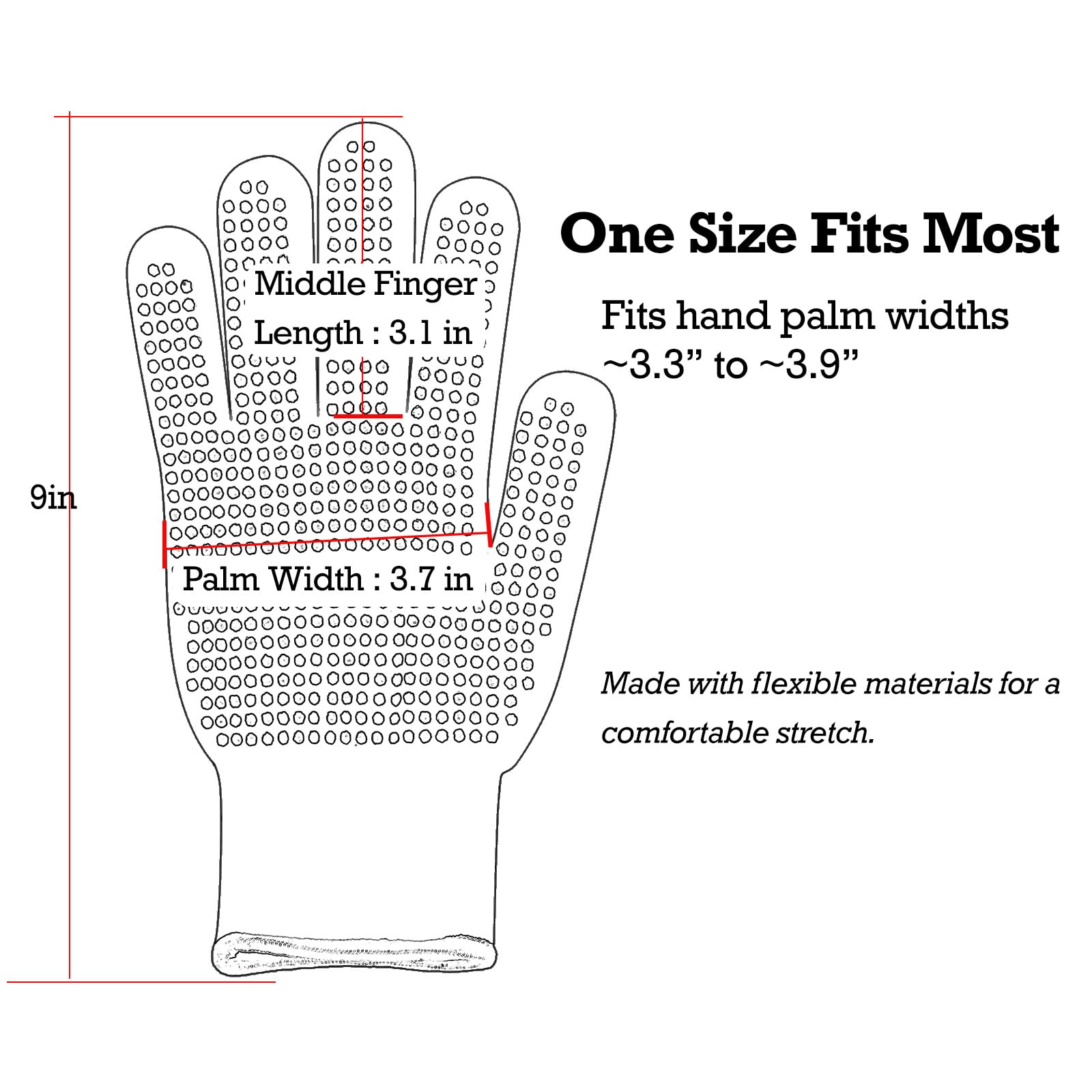 Exprosiflux universal fit gloves accommodating most hand sizes for safe use.