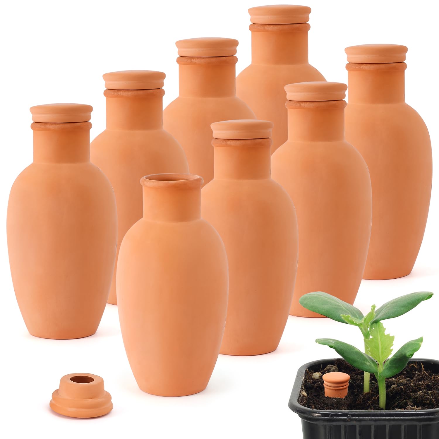 EXQUAILTY Olla pots set on display for easy garden irrigation planning