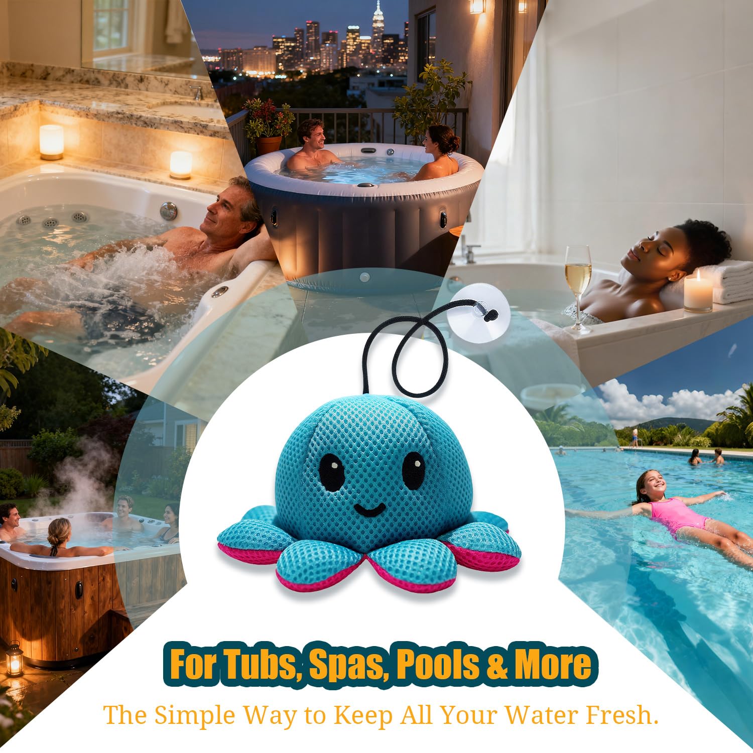 Exqusdy double-sponge setup recommended for large hot tubs