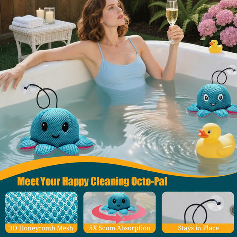 Exqusdy Hot Tub Scum Absorber with waterproof storage pouch in use
