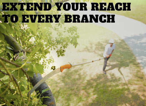 EXTEND-A-REACH aluminum-extension-pole delivers durable, wobble-free pruning.