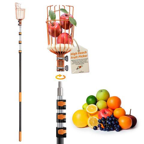 EXTEND-A-REACH fruit picker pole extended length enables reach to high branches.