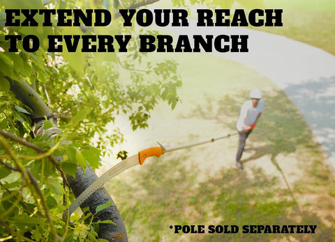 EXTEND-A-REACH pruning manual saw extension-pole-compatibility reaches high branches safely.