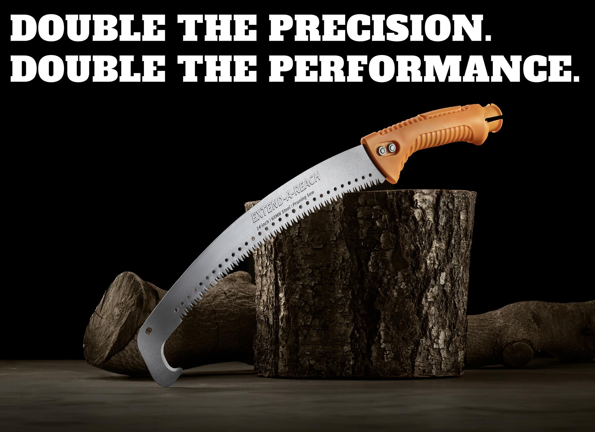 EXTEND-A-REACH pruning manual saw tree-trimming-solution reduces ladder use in tall limbs.