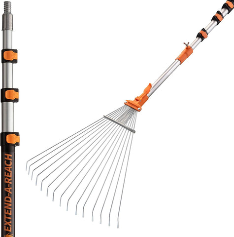 Extend-A-Reach roof rake fully extended for safe ground-based cleaning