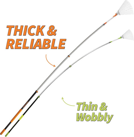 Extend-A-Reach roof rake in use from ground to clear debris on roof.