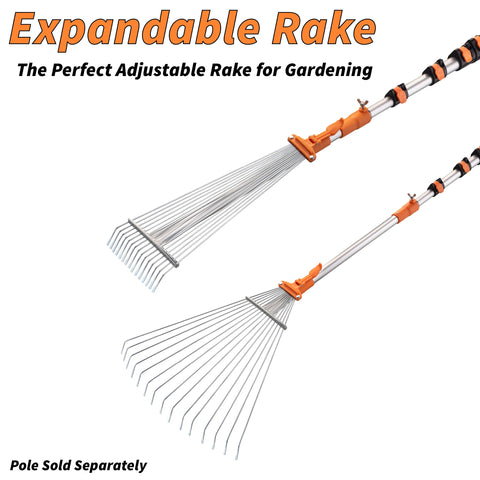 EXTEND-A-REACH wide rake head clears large areas of leaves efficiently.