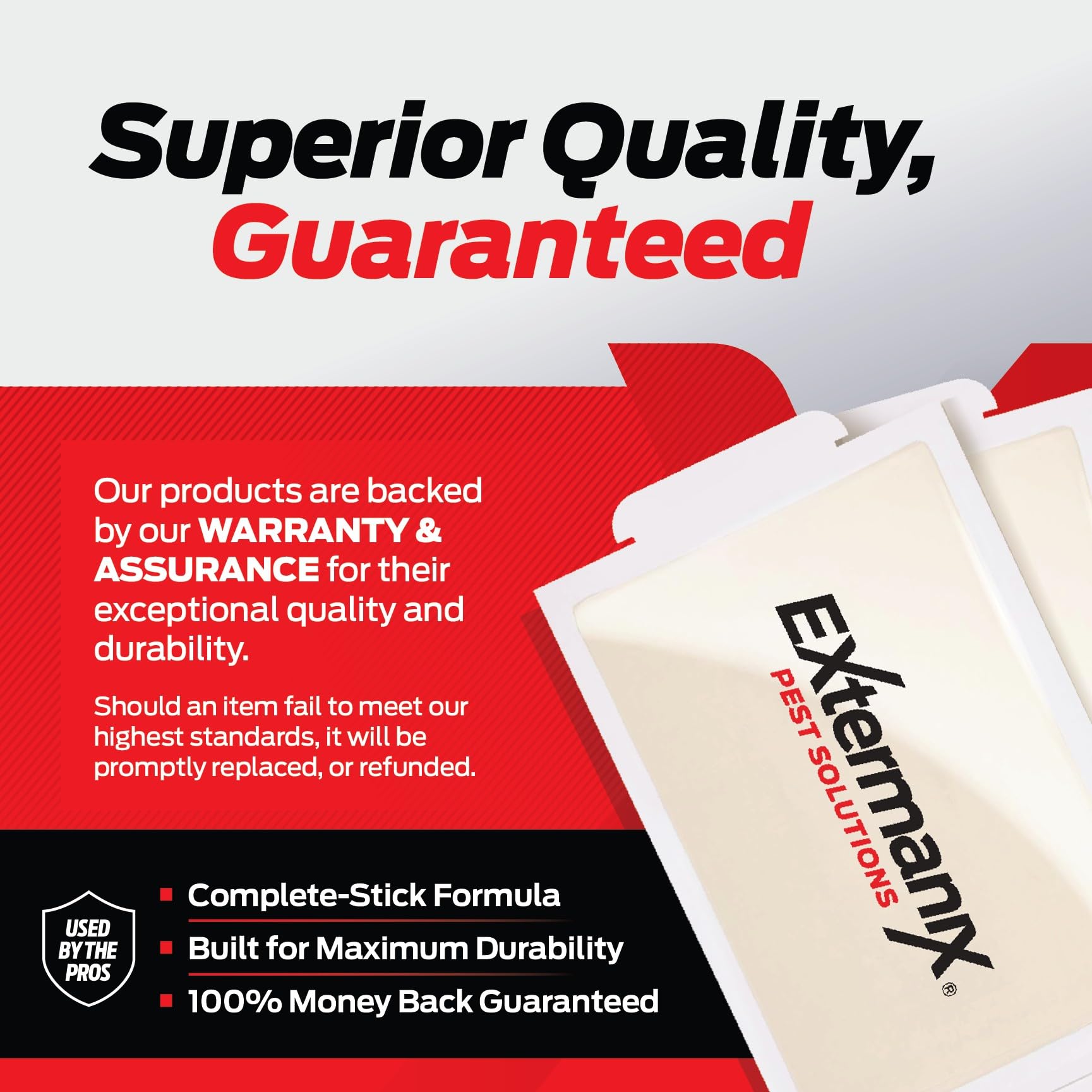Extermanix sticky traps on wall, designed for indoor pest control.
