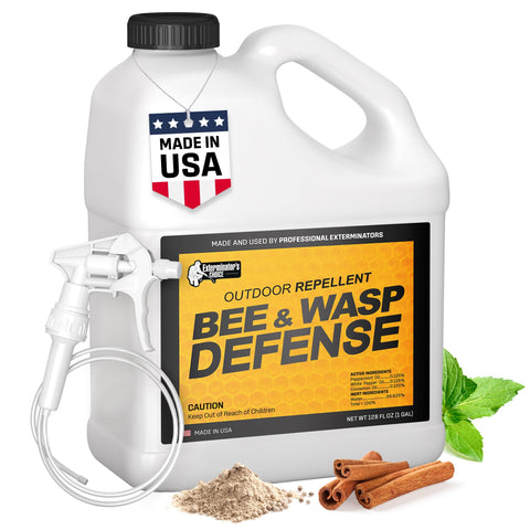 Exterminators Choice bee and wasp defense bottle creates a natural barrier for outdoor spaces.
