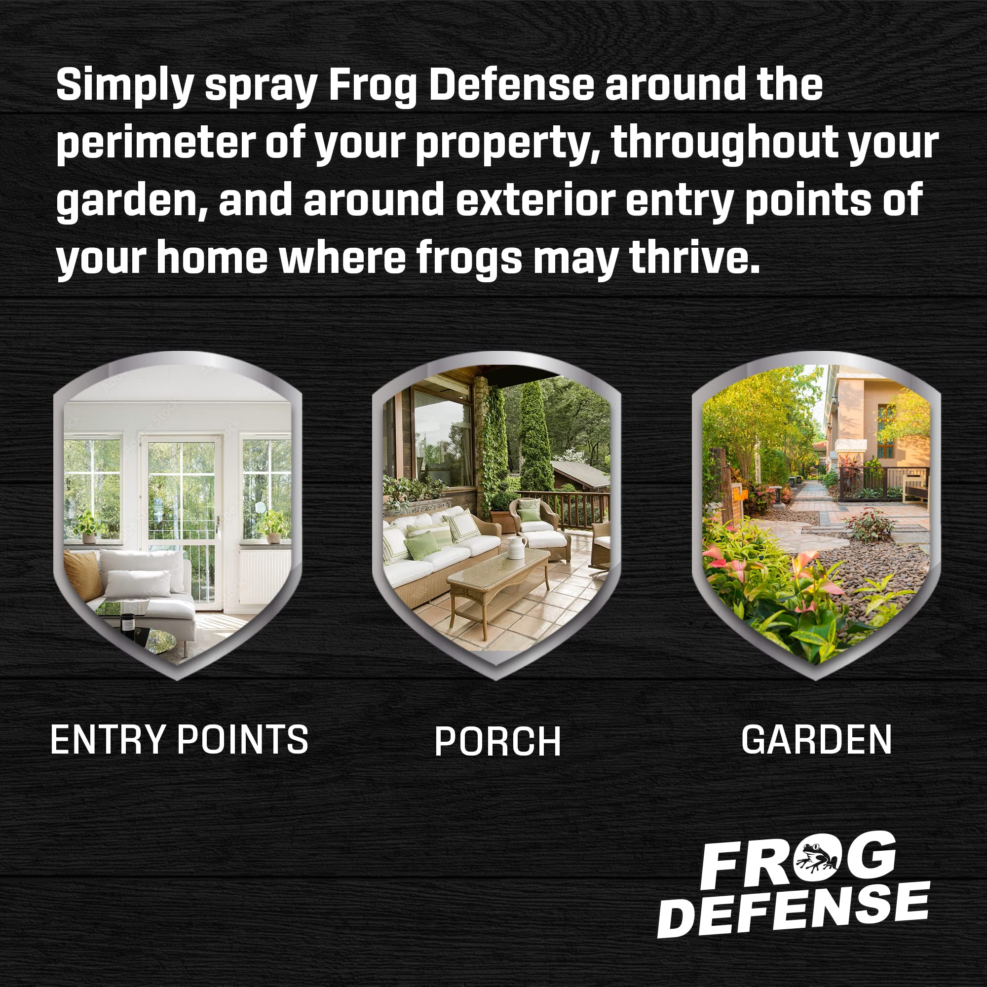 Exterminators Choice Frog Spray along boundary lines for yard protection.
