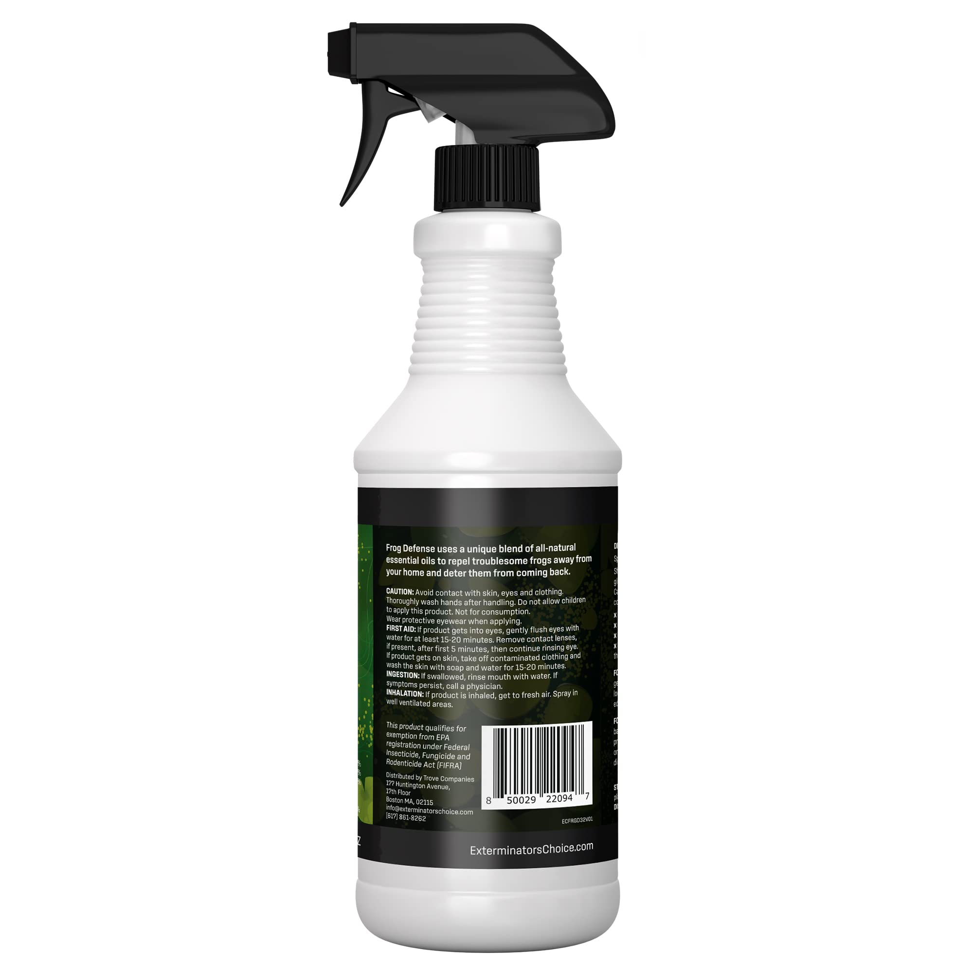 Exterminators Choice Frog Spray applied along garden border to deter frogs.