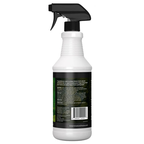 Exterminators Choice Frog Spray applied along garden border to deter frogs.