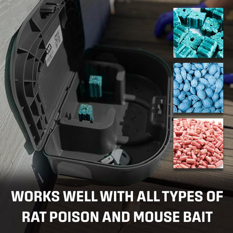 Exterminators Choice black bait station with locking design secures access.