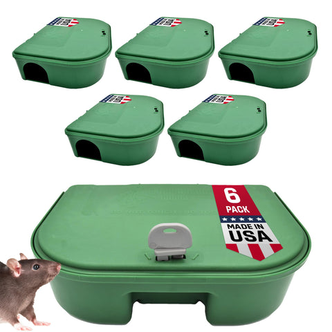 Exterminators Choice six-pack bait stations ready for rodent control around the home.