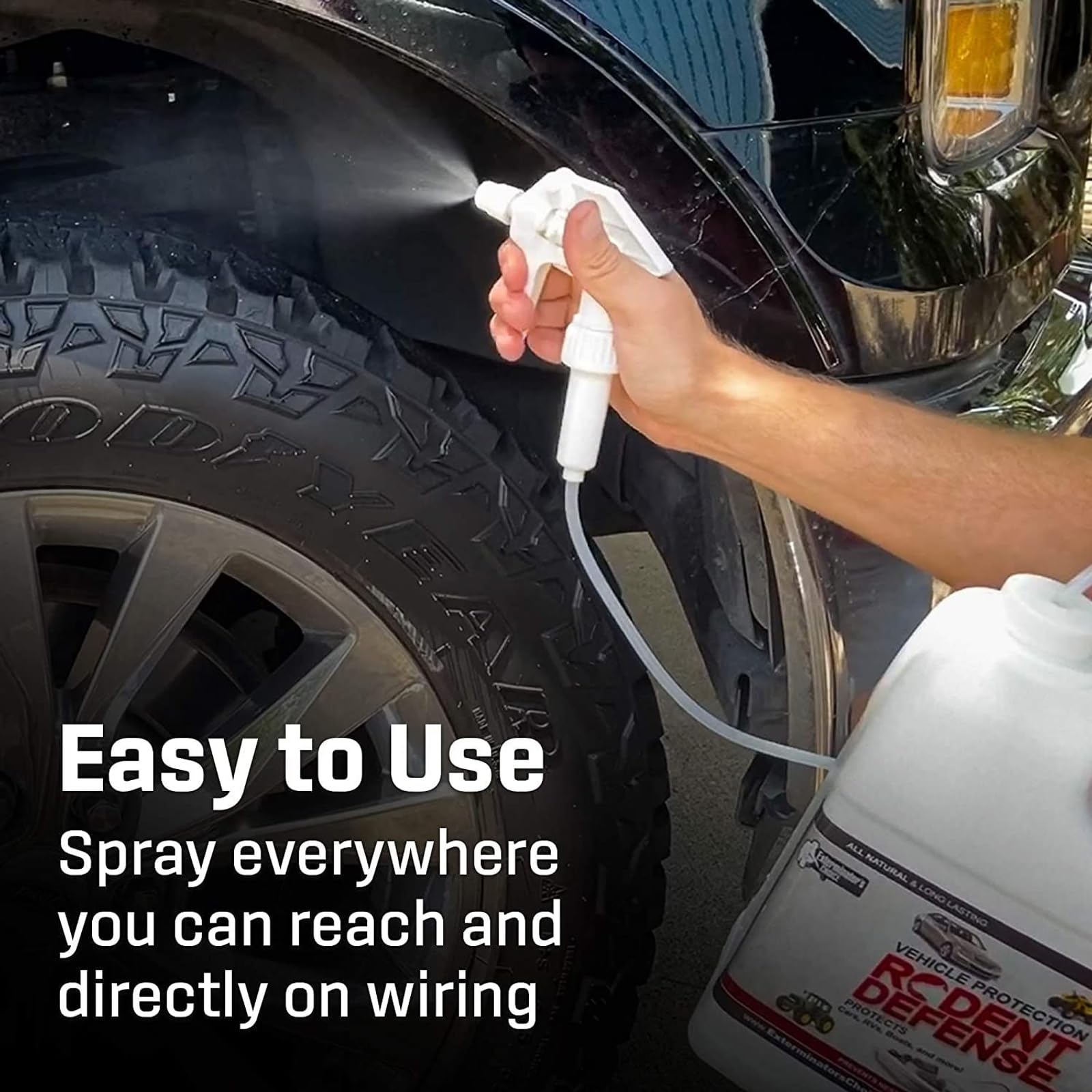 Exterminators Choice spray bottle demonstrates easy, targeted treatment.