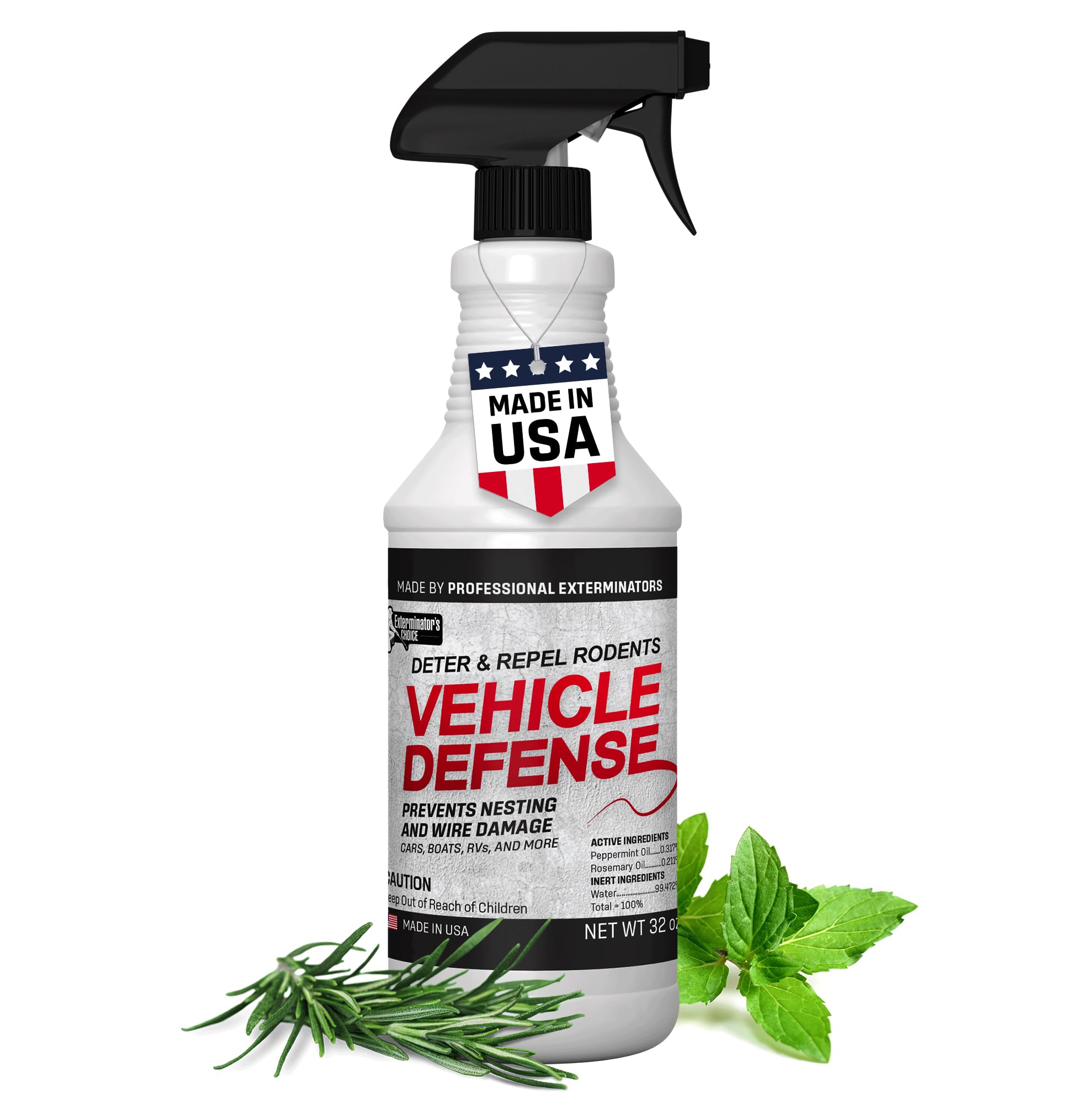 Exterminators Choice Vehicle Defense Spray bottle ready to deter mice and rats.