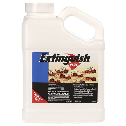 Extinguish Plus Plus Fire Ant Bait bottle shot demonstrating fast-acting control for home and yard