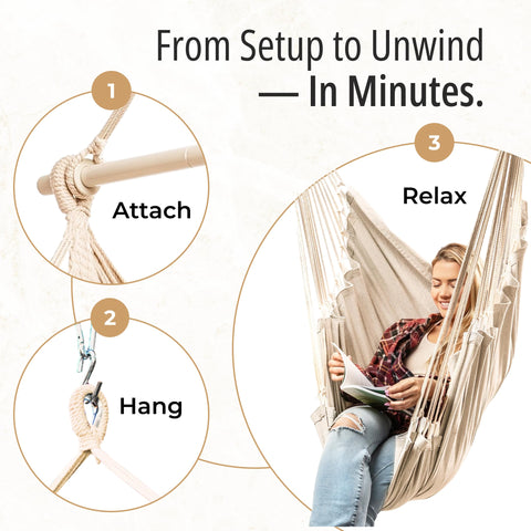 EXTIRIO full-body support hanging chair offering spacious seating comfort