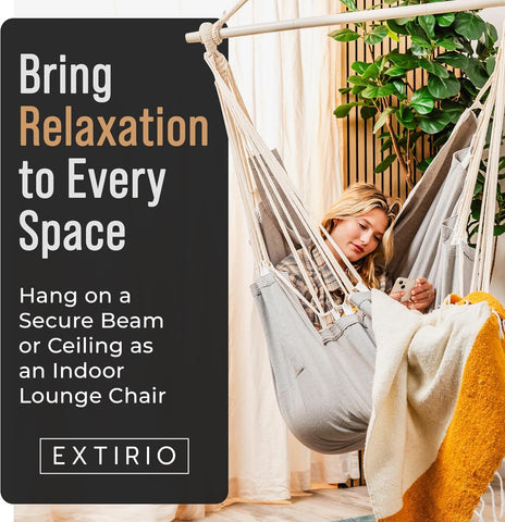 EXTIRIO hammock chair 440 lb capacity with secure ropes