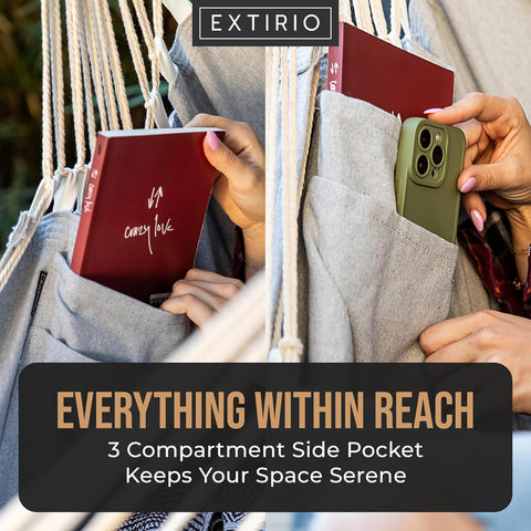 EXTIRIO hammock chair breathable cotton blend keeps you cool