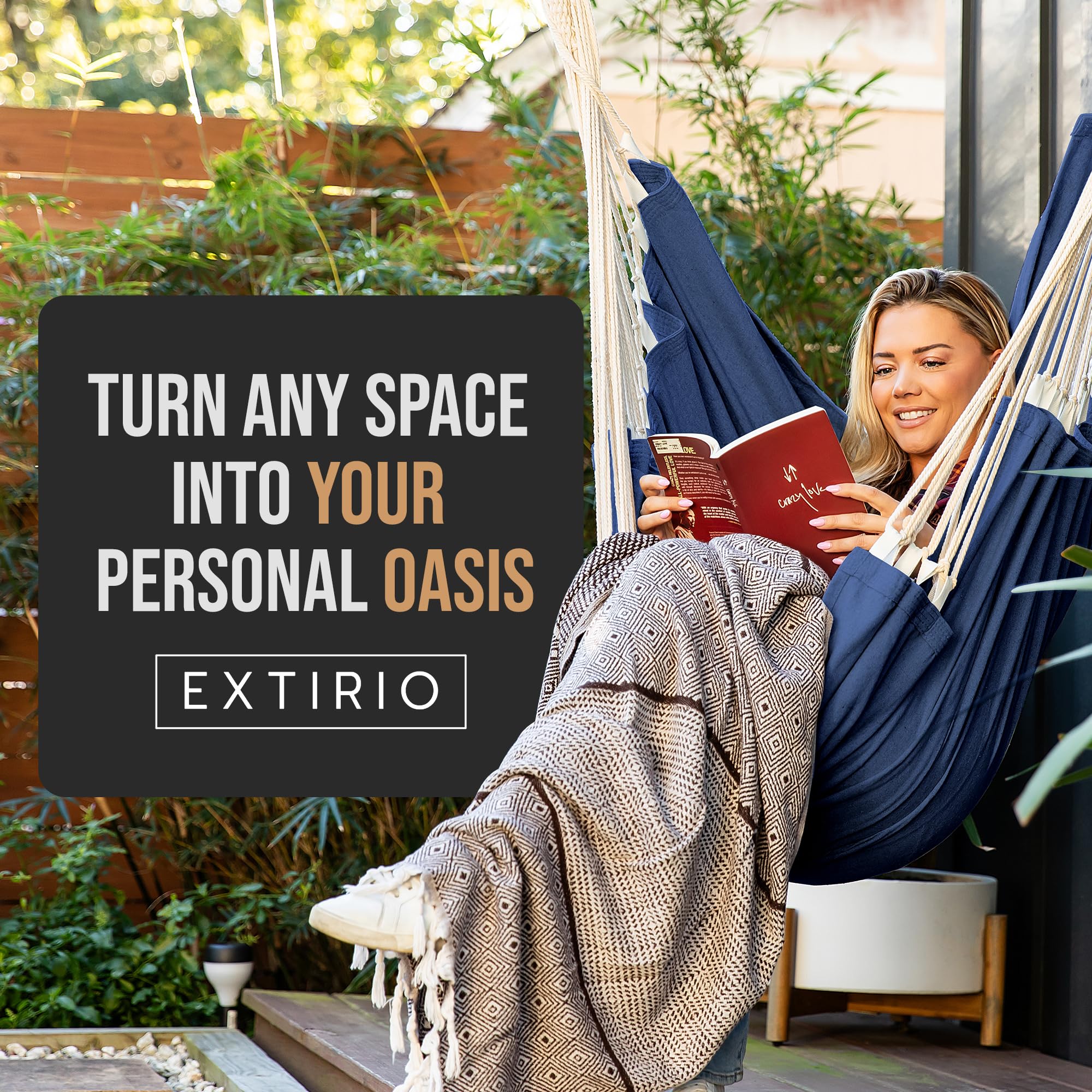 EXTIRIO Lightweight Hanging Chair easy to move between rooms