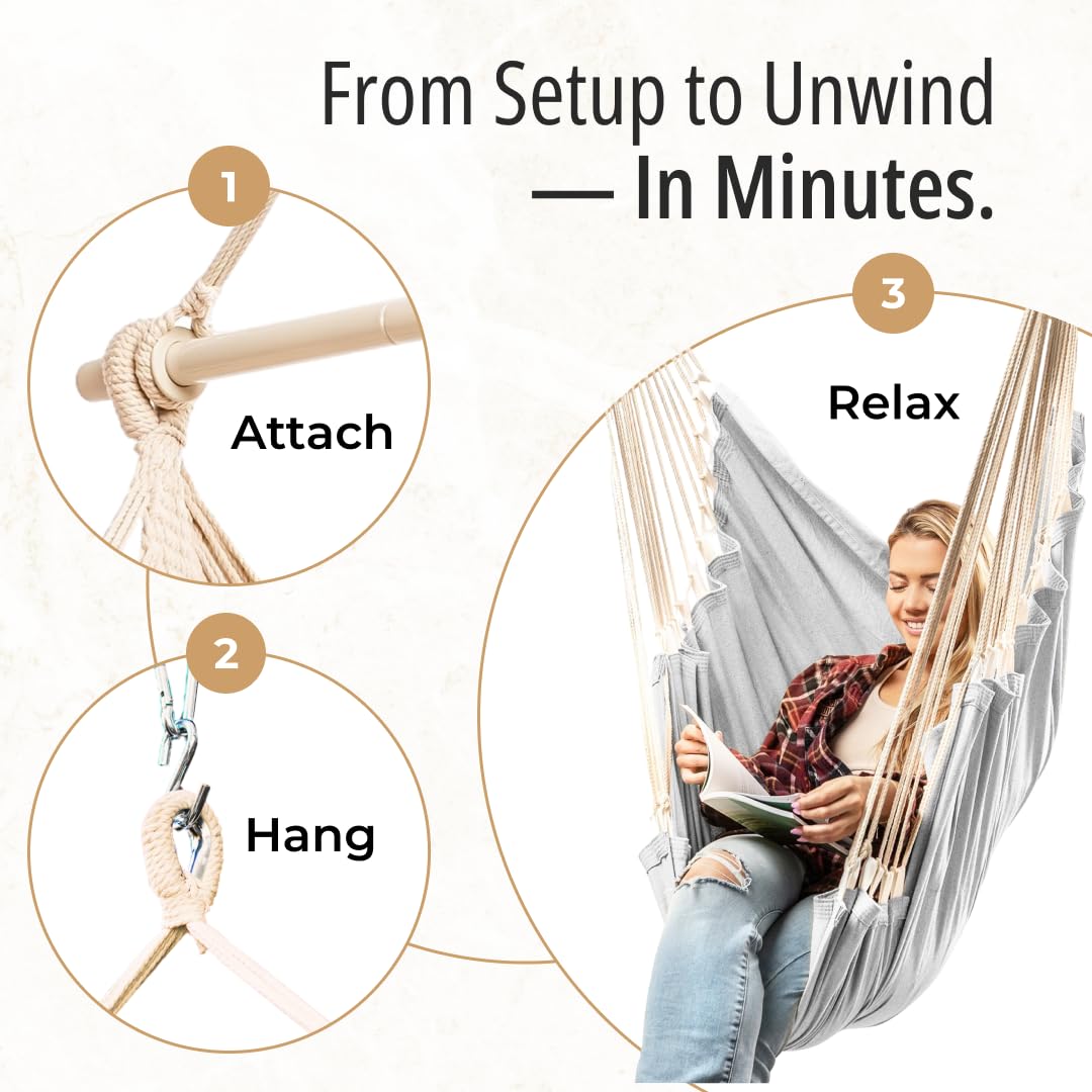 EXTIRIO Hammock Chair foot-rest closeup showcases built-in support for relaxed legs