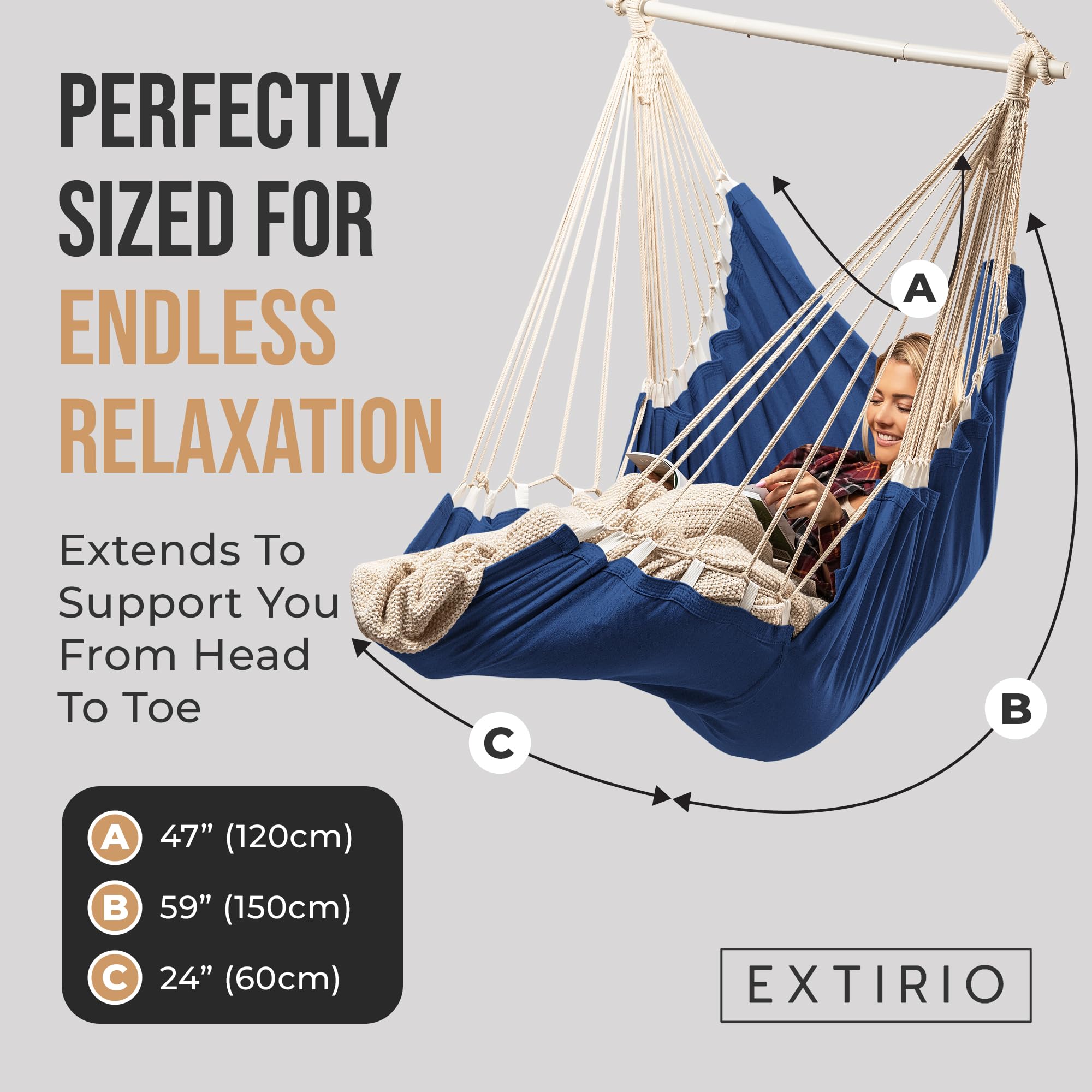 EXTIRIO Hammock Chair footrest close-up showing built in comfort