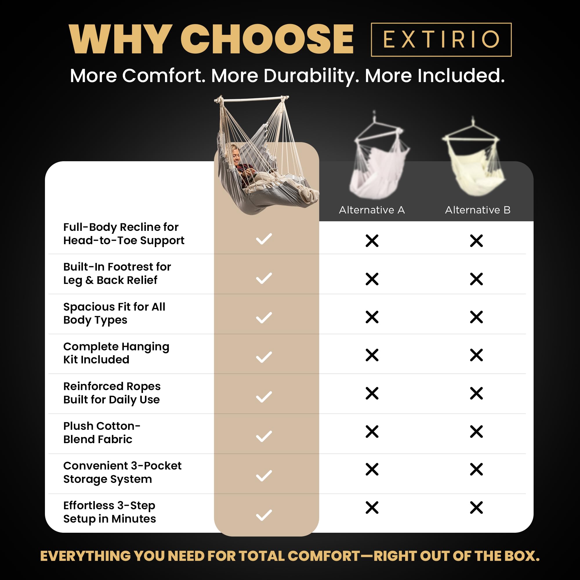 EXTIRIO full-body support for lounging, reading, or naps in breathable fabric.