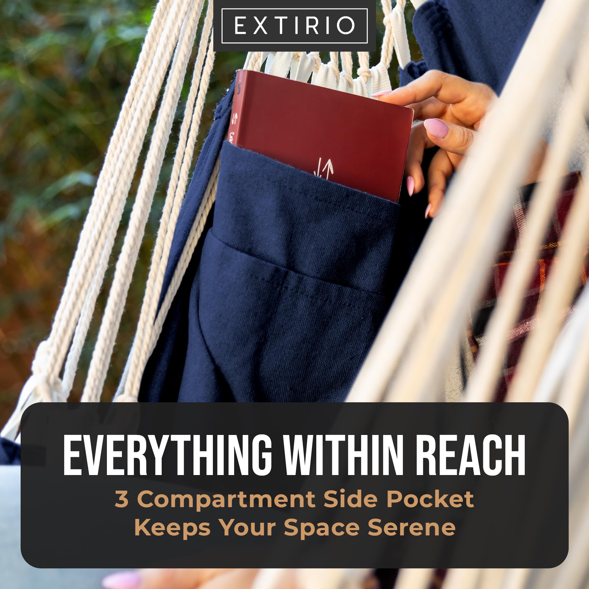 EXTIRIO Hammock Chair in a reading nook for cozy moments