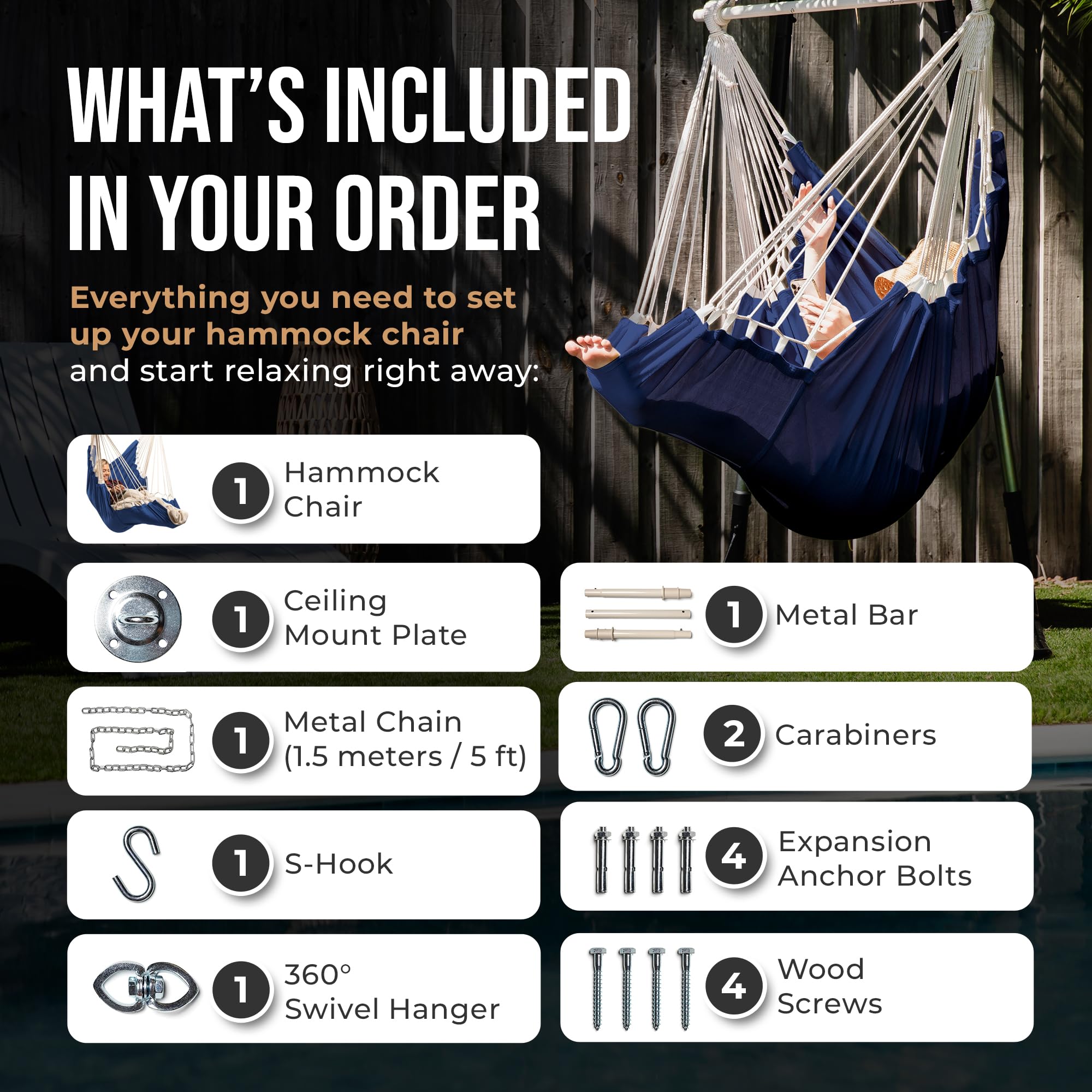EXTIRIO Hanging Hammock Chair reinforced stitching for durability