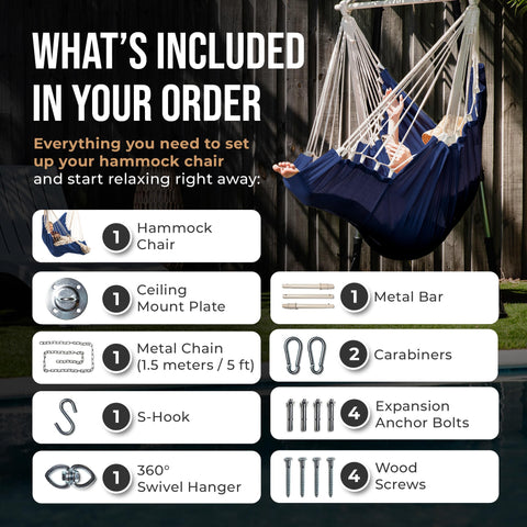EXTIRIO Hanging Hammock Chair reinforced stitching for durability
