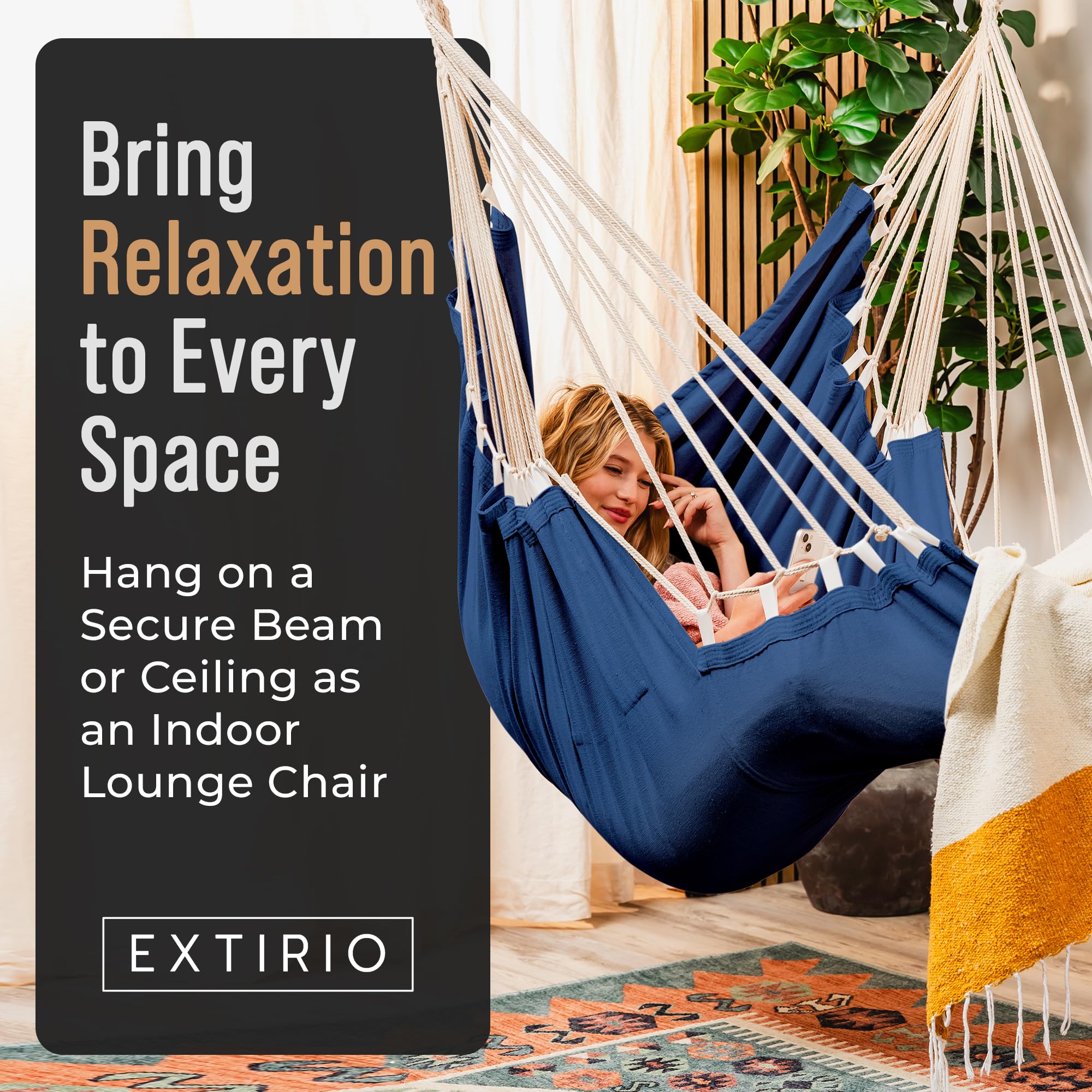 EXTIRIO Hanging Chair with spacious seat for relaxed lounging