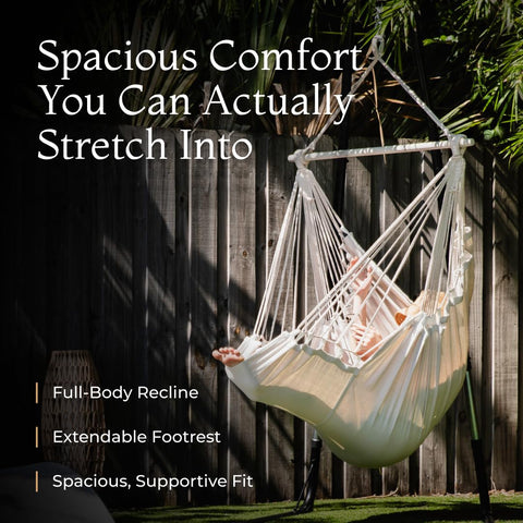 EXTIRIO hammock swing chair on outdoor patio for a retreat