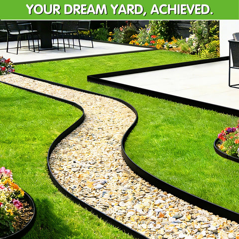 EXTRAEASY border along lawn and paver pathways creates defined edges.