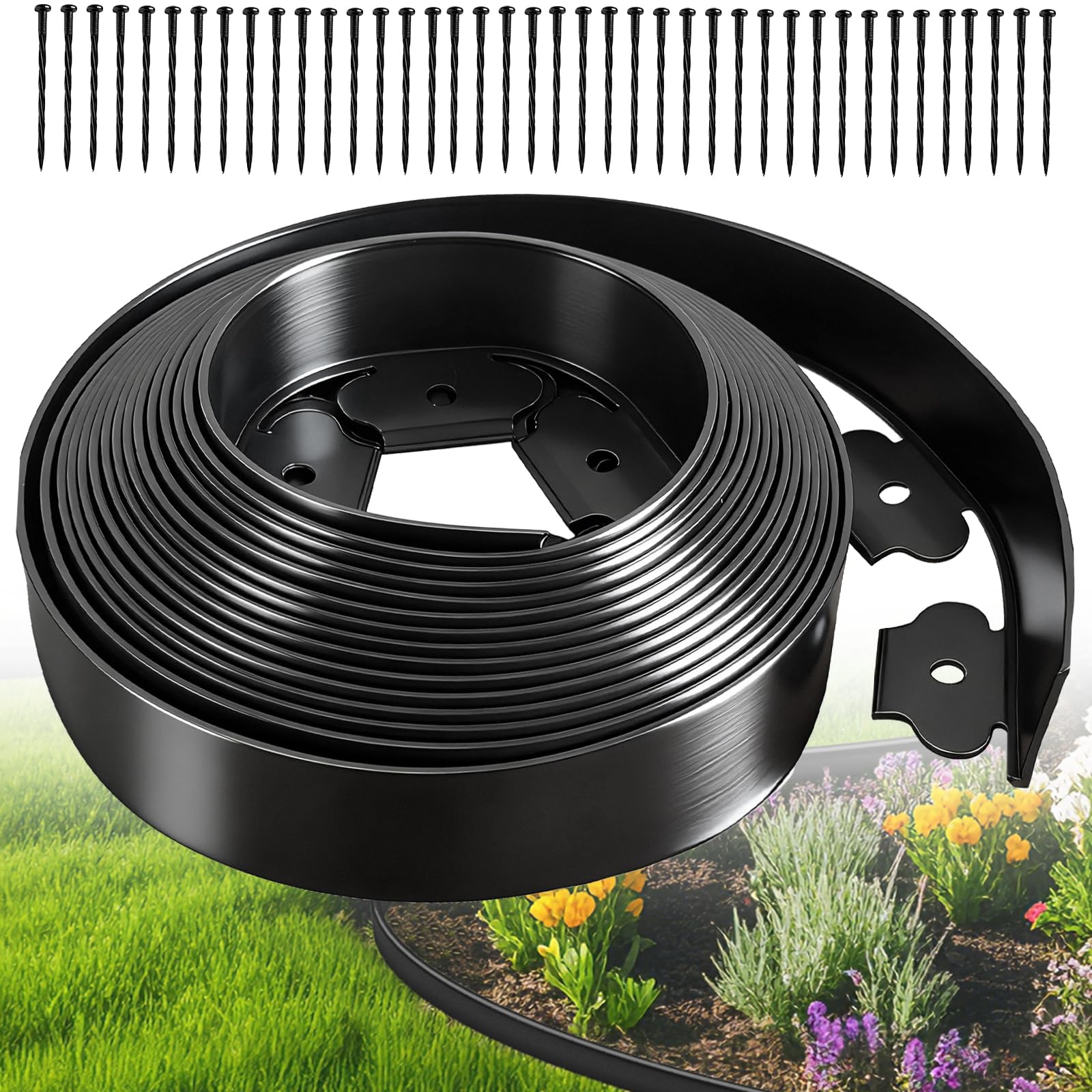 EXTRAEASY landscape edging kit defines flower beds with clean lines.