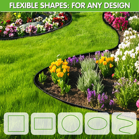 Flexible EXTRAEASY border bends smoothly to create garden curves.