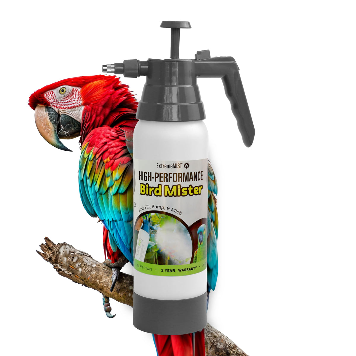 ExtremeMIST bird sprayer delivers ultrafine mist for a refreshing bird bath.