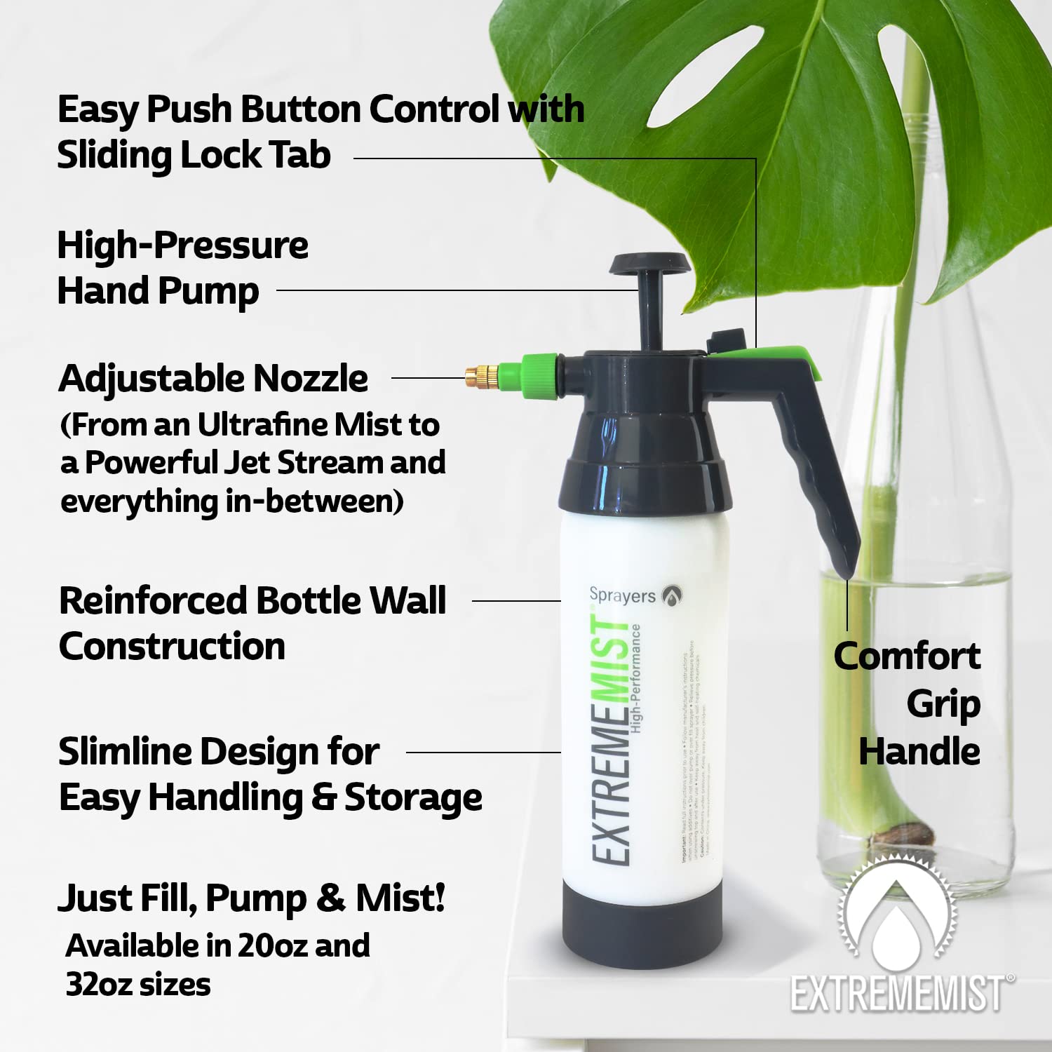EXTREMEMIST continuous-mist trigger with lock provides effortless indoor plant care.