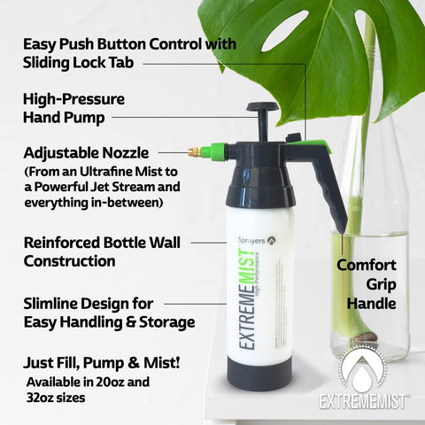 EXTREMEMIST continuous-mist trigger with lock provides effortless indoor plant care.